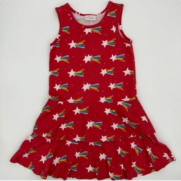 Hanna Andersson Shooting Star Rainbow Tiered Tank Dress Sz 110cm - Picture 1 of 4